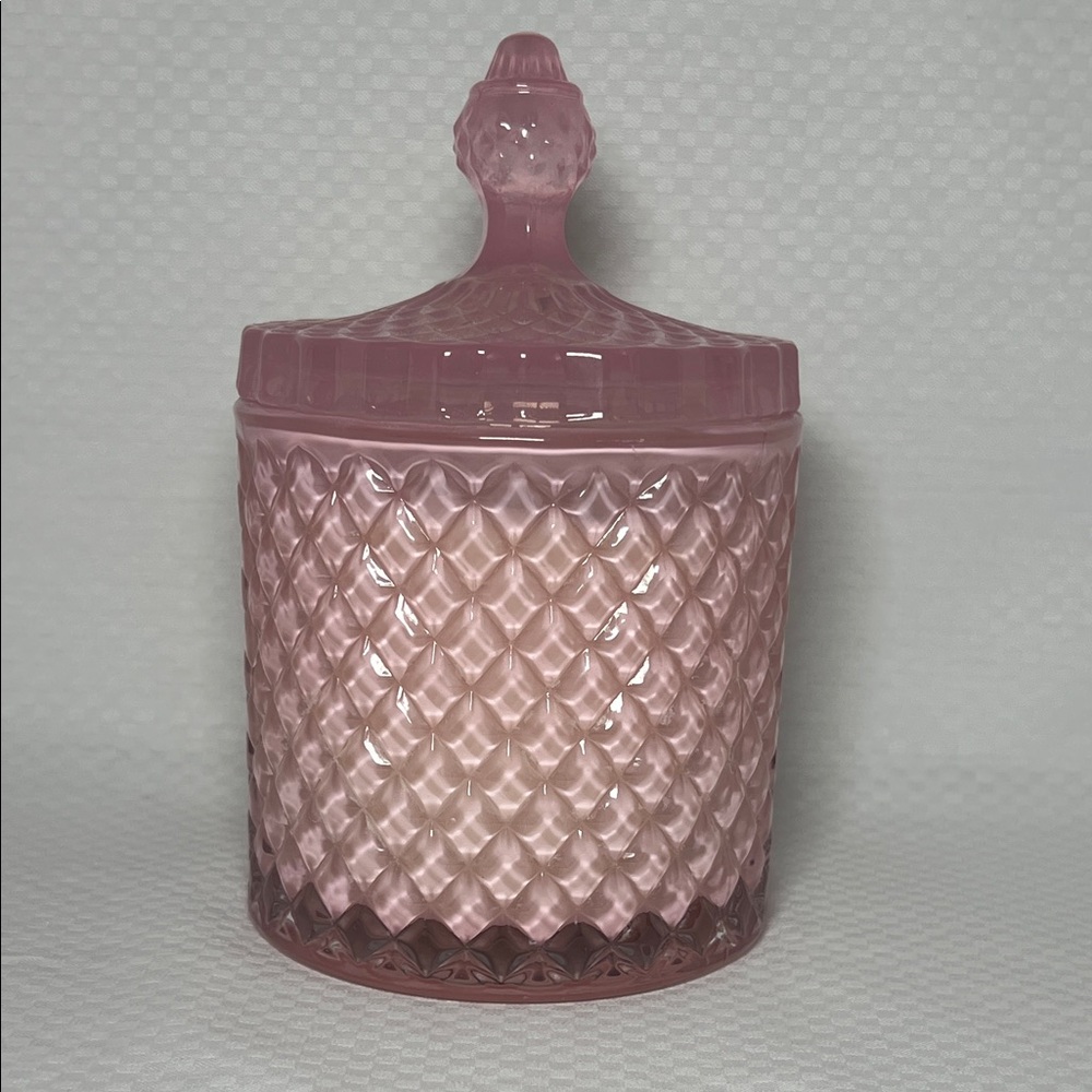 Pink Diamond Pattern  Glass Jar with Lid